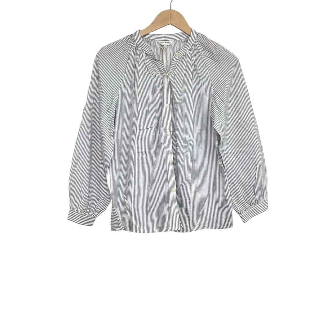 Lucky Brand Gray Striped Button Front Shirt Size XS